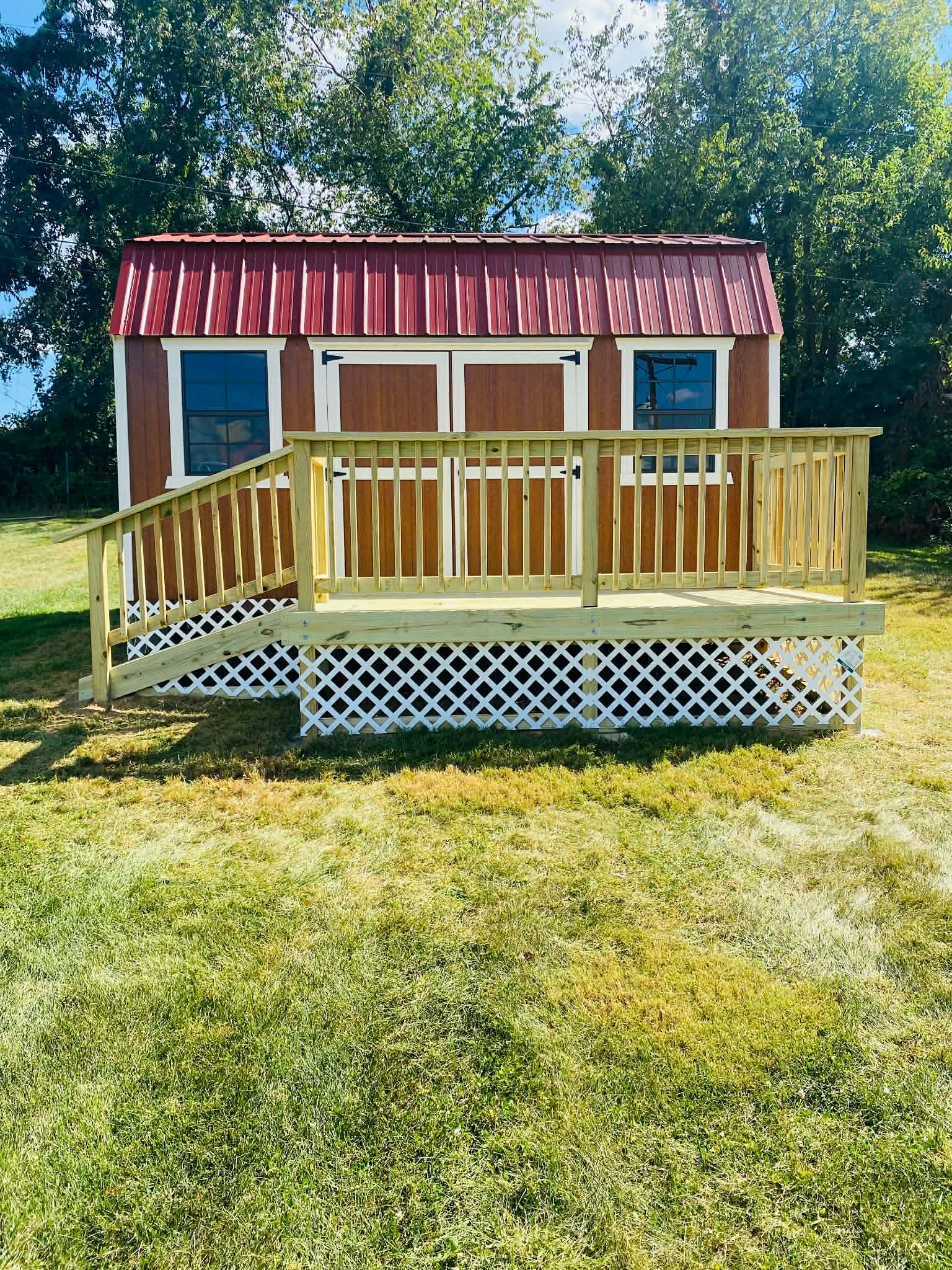 Custom shed with deck